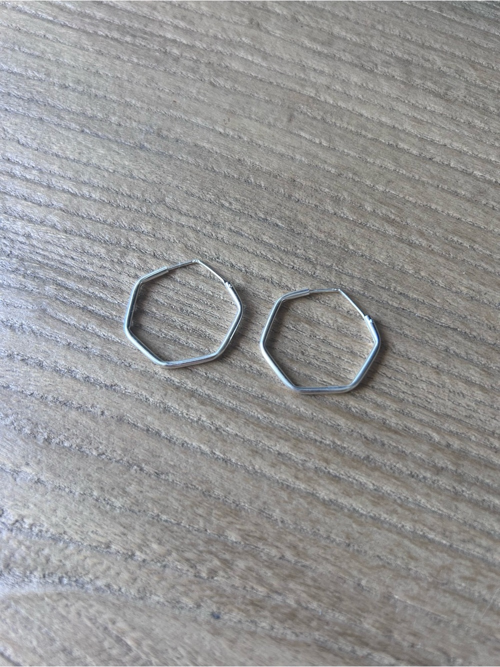 Sterling Silver Hexagon Hoop Earrings - Minimal Women's Jewelry